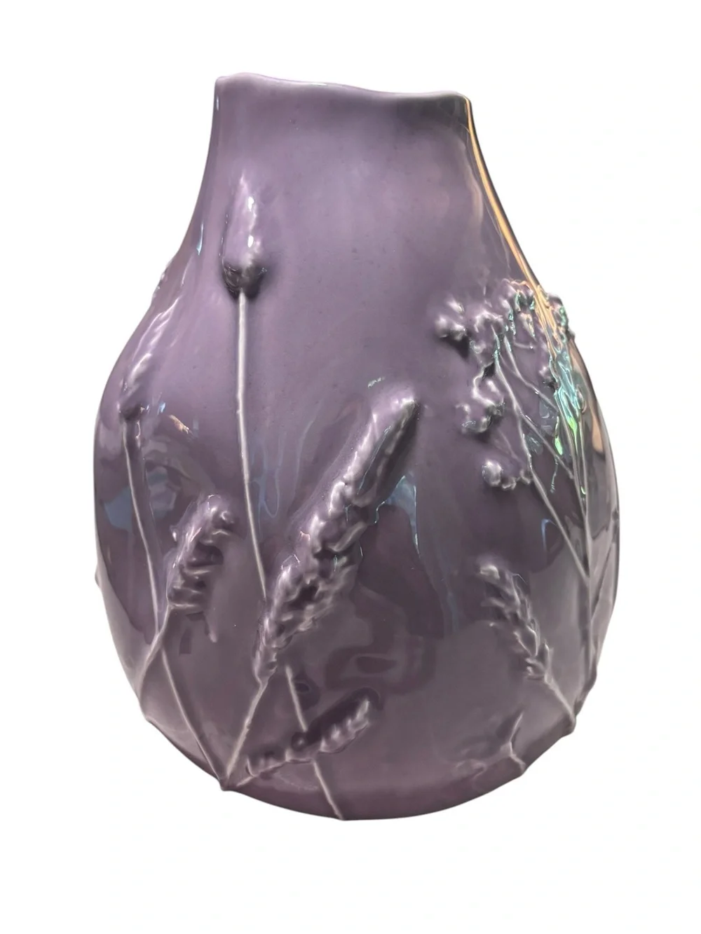 Anthropologie large rare & retired Lavender botanical Textured ceramic Vase